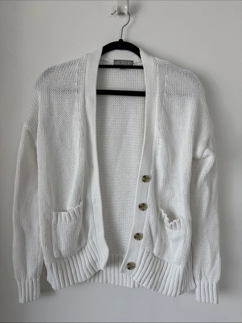 J. Crew White Knit Button-Front Women's Cardigan XXS